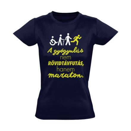 Maraton fizioterápiás női póló (tengerészkék)