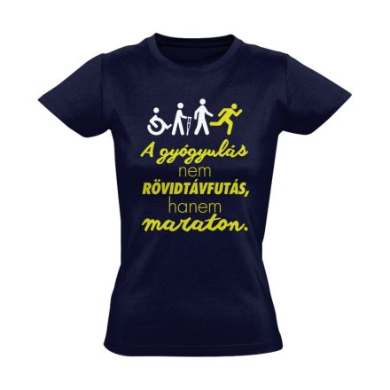 Maraton fizioterápiás női póló (tengerészkék)