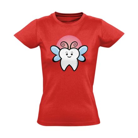 Fogtündér fogászati női póló (piros)