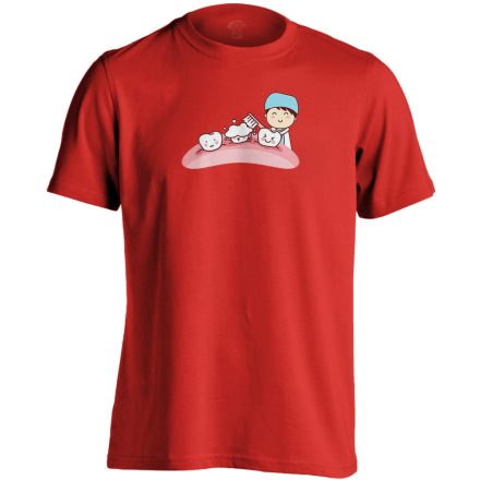 Sörte-Perte fogászati férfi póló (piros)