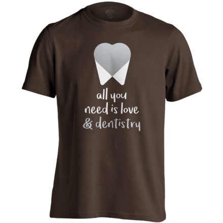 All You Need Is Love fogászati férfi póló (csokoládébarna)