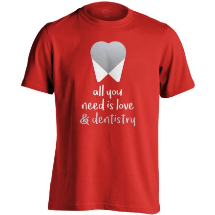 All You Need Is Love fogászati férfi póló (piros)