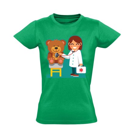 TeddyDoki gyermekgyógyászati női póló (zöld)