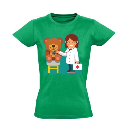 TeddyDoki gyermekgyógyászati női póló (zöld)