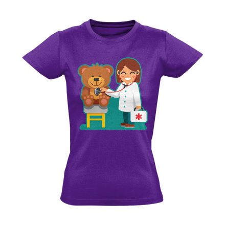 TeddyDoki gyermekgyógyászati női póló (lila)