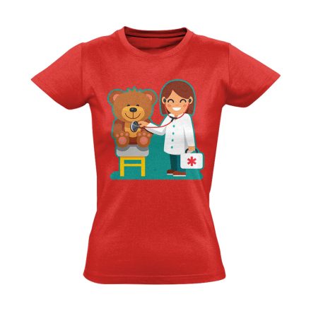 TeddyDoki gyermekgyógyászati női póló (piros)