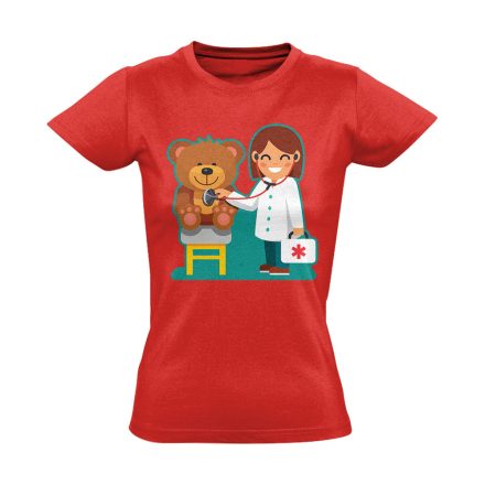TeddyDoki gyermekgyógyászati női póló (piros)