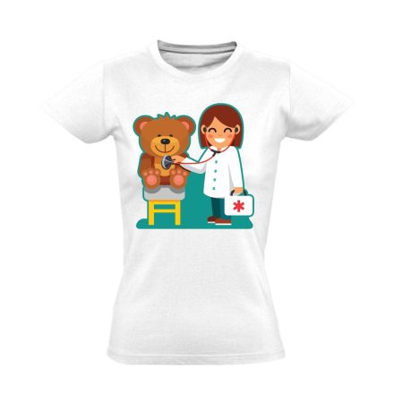 TeddyDoki gyermekgyógyászati női póló (fehér)