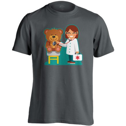 TeddyDoki gyermekgyógyászati férfi póló (szénszürke)