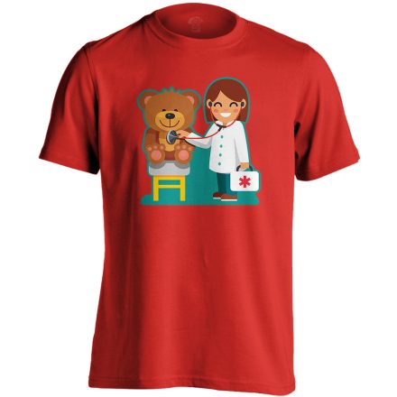 TeddyDoki gyermekgyógyászati férfi póló (piros)