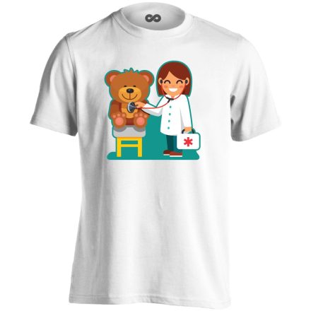 TeddyDoki gyermekgyógyászati férfi póló (fehér)
