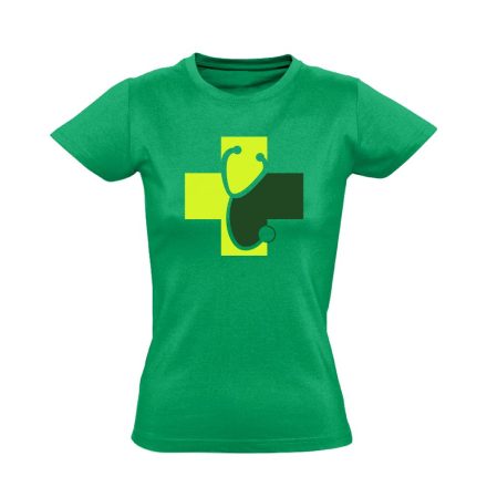 Meghallgatlak háziorvosi női póló (zöld)