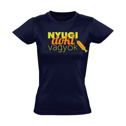 Nyugi, doki vagyok! háziorvosi női póló (tengerészkék)