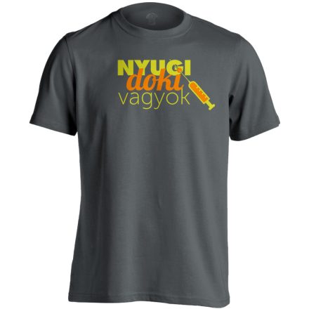 Nyugi, doki vagyok! háziorvosi férfi póló (szénszürke)