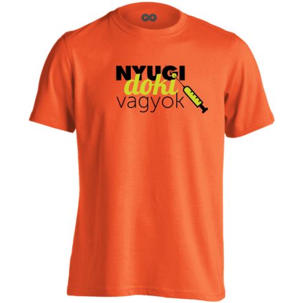 Nyugi, doki vagyok! háziorvosi férfi póló (narancssárga)