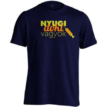 Nyugi, doki vagyok! háziorvosi férfi póló (tengerészkék)
