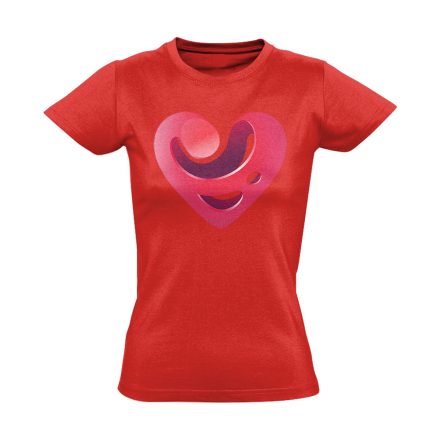 Ketyegő kardiológiai női póló (piros)