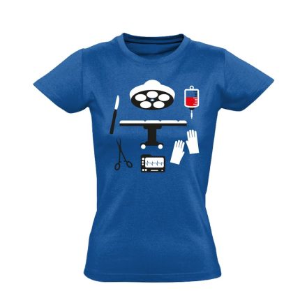 Műtős Csendélet központi műtős női póló (kék)