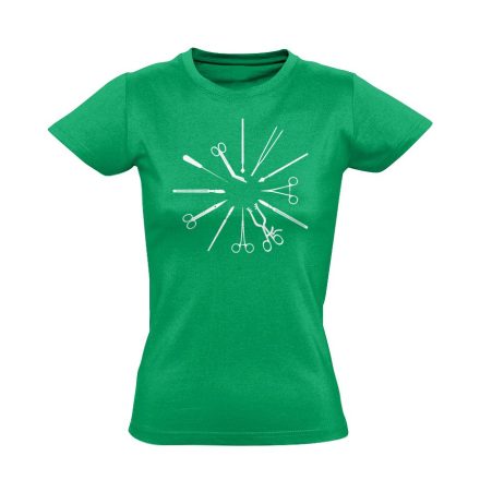 Hegyesek-Élesek központi műtős női póló (zöld)