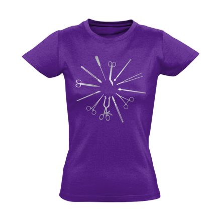 Hegyesek-Élesek központi műtős női póló (lila)