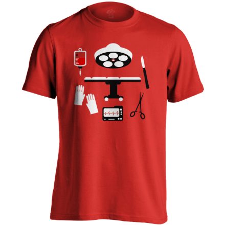 Bemosakodva központi műtős férfi póló (piros)