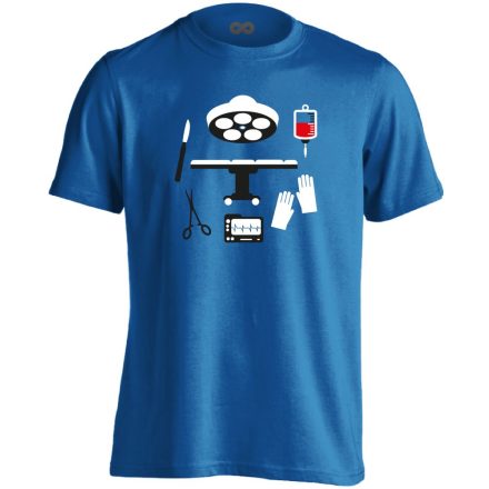 Műtős Csendélet központi műtős férfi póló (kék)