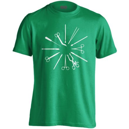 Hegyesek-Élesek központi műtős férfi póló (zöld)