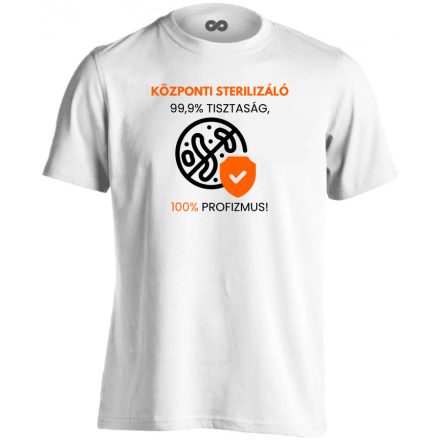 Tisztaság és profizmus sterilizáló férfi póló (fehér)