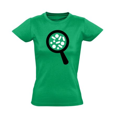 Nagyító laboros/mikrobiológiai női póló (zöld)