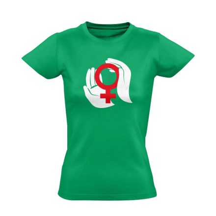 A Nők Védelmezői nőgyógyászati női póló (zöld)