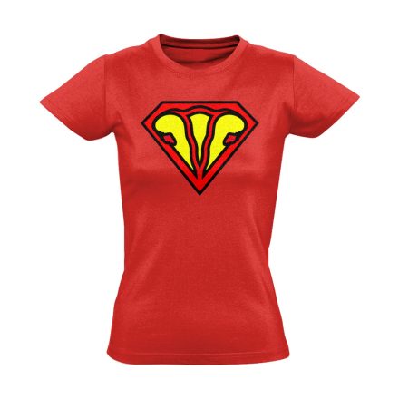 SuperUterus nőgyógyászati női póló (piros)