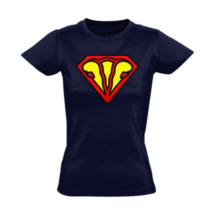 SuperUterus nőgyógyászati női póló (tengerészkék)