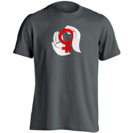 A Nők Védelmezői nőgyógyászati férfi póló (szénszürke)