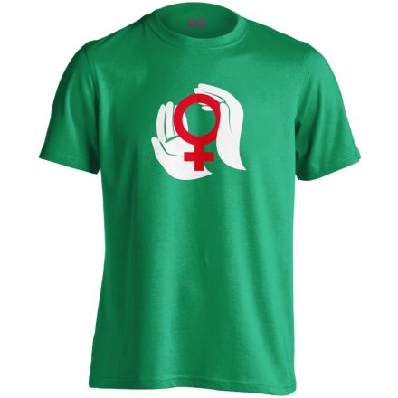 A Nők Védelmezői nőgyógyászati férfi póló (zöld)