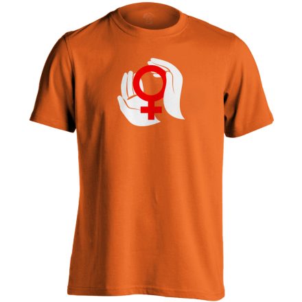 A Nők Védelmezői nőgyógyászati férfi póló (narancssárga)