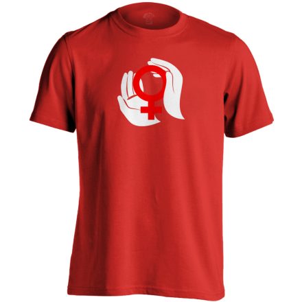 A Nők Védelmezői nőgyógyászati férfi póló (piros)