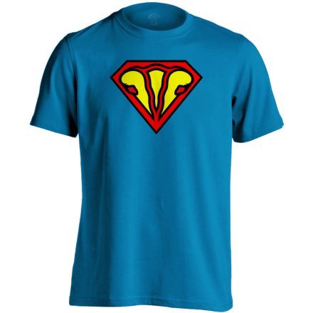 SuperUterus nőgyógyászati férfi póló (zafírkék)