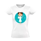 Nővérke-Tündérke nővér női póló  " Fül-Orr-Gégészet" hátfelirattal (fehér) akciós póló - L