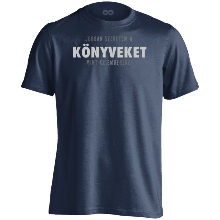 Inkább könyvek könyves férfi póló (tengerészkék)