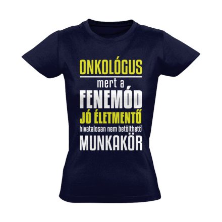 Életmentő onkológiai női póló (tengerészkék)