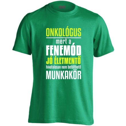 Életmentő onkológiai férfi póló (zöld)
