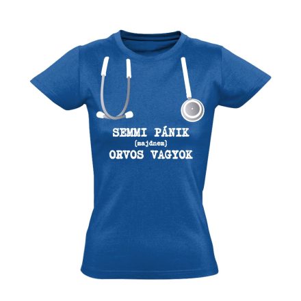 Semmi Pánik! orvostanhallgató női póló (kék)