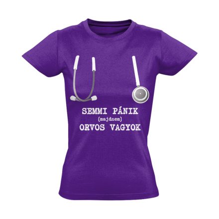 Semmi Pánik! orvostanhallgató női póló (lila)