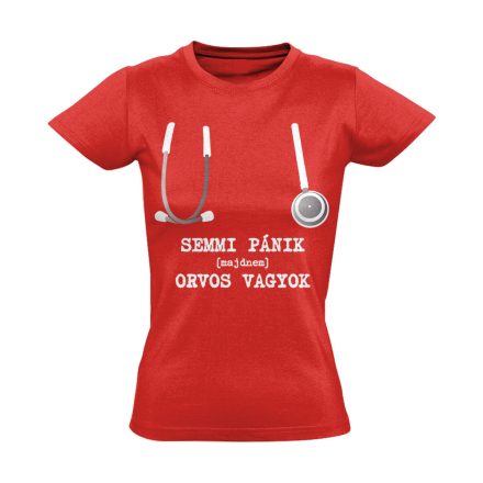 Semmi Pánik! orvostanhallgató női póló (piros)