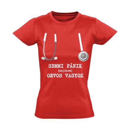 Semmi Pánik! orvostanhallgató női póló (piros)