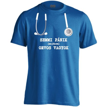 Semmi Pánik! orvostanhallgató férfi póló (kék)