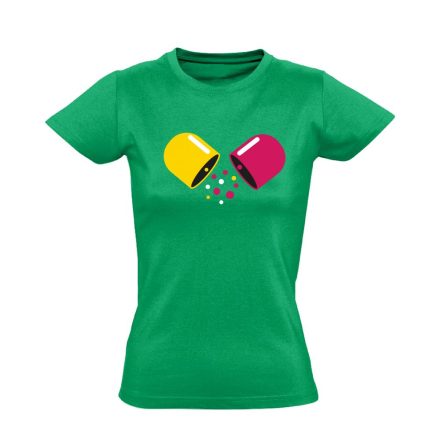 Kapszula gyógyszerész/patikus női póló (zöld)