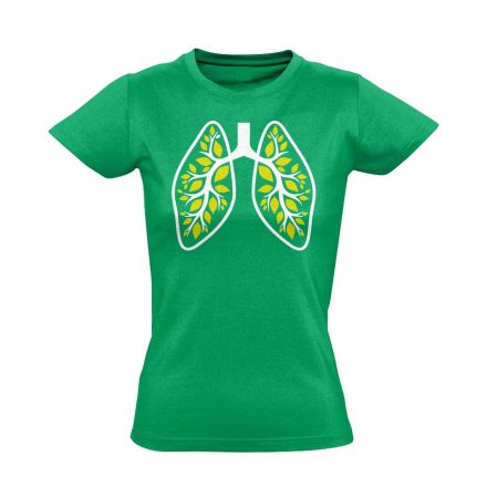 A Légzés Természete pulmonológiai női póló (zöld)
