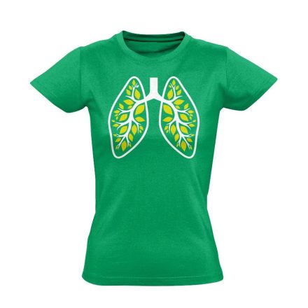 A Légzés Természete pulmonológiai női póló (zöld)