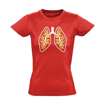 A Légzés Természete pulmonológiai női póló (piros)